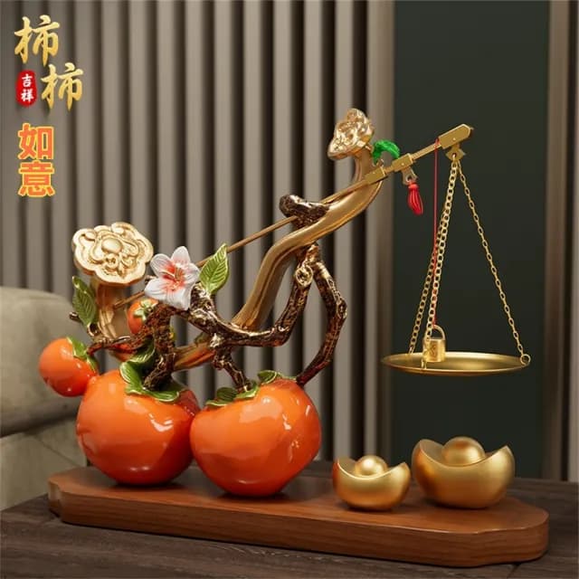 【超微米】柿子擺件 柿柿稱心如意擺飾 開運物 客廳玄關擺設 電視櫃裝飾品 酒櫃搬家喬遷新居禮物(柿子擺飾)