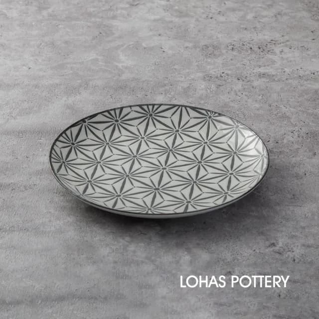 【LohasPottery 陸寶】日本製 美濃燒 Komon 經典和風立體浮雕餐具｜大小餐盤(五件組)