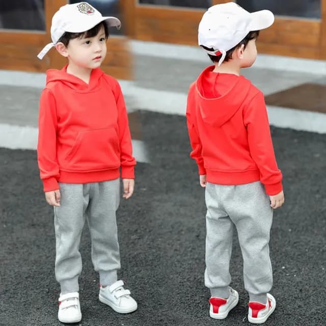 【橘魔法】基本款毛圈棉素色連帽上衣(長袖上衣 帽T 中性款 男童 女童 童裝 兒童)