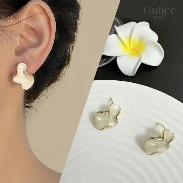 【Golicc 古里雅】耳環 不規則雲朵耳飾(雙十 萬聖節 生日 飾品 耳飾 耳墜 禮物)
