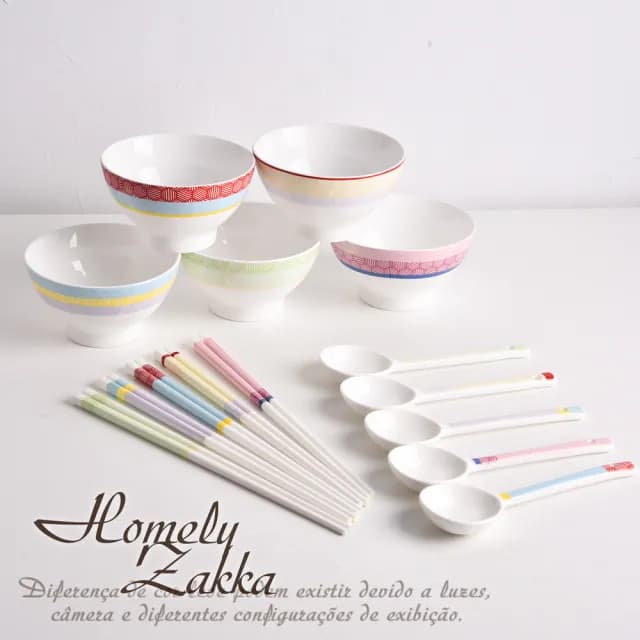 【Homely Zakka】法式馬卡龍雅奢禮藏系列陶瓷餐盤碗餐具筷匙禮盒_餐碗5個禮盒組(陶瓷禮盒 可微波 新婚禮)