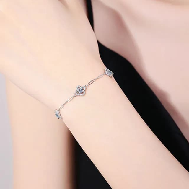 【MoonDy】雙11 手鍊 飾品 莫桑鑽手鍊 鑽石手鍊 四葉草手鍊 純銀手鍊 鑲鑽手飾 抗過敏手鍊