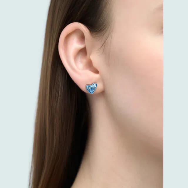 【agnes b.】Sport b. Amour 心形 耳環(藍色)