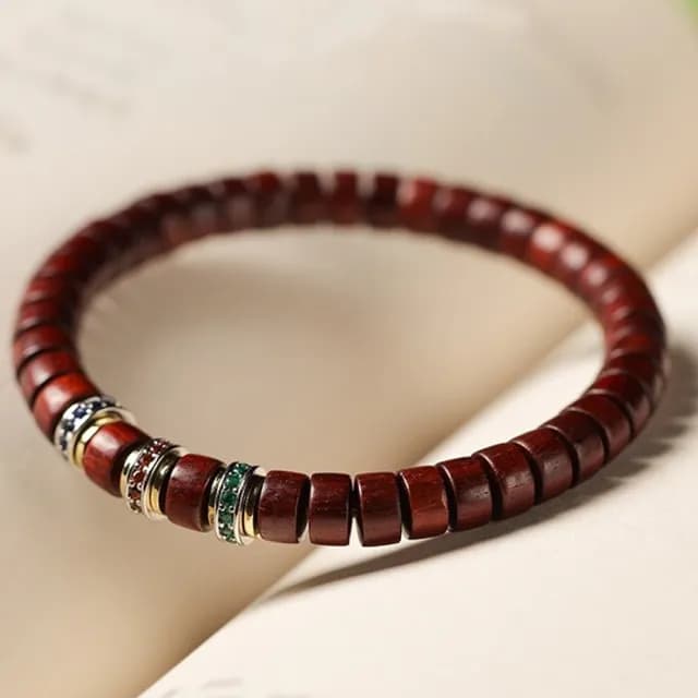 【MoonDy】雙11 小葉紫檀手串 串珠手鍊 直切藥片珠 黑檀木手串 佛珠手環 文玩飾品