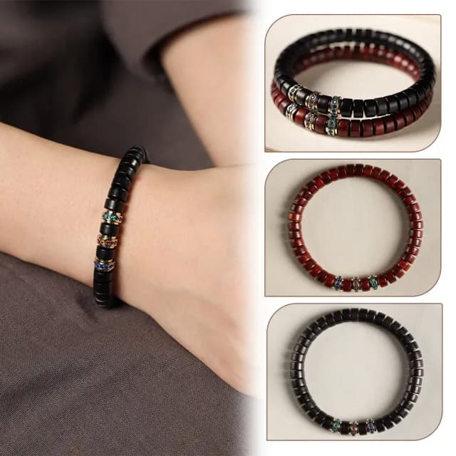 【MoonDy】雙11 小葉紫檀手串 串珠手鍊 直切藥片珠 黑檀木手串 佛珠手環 文玩飾品