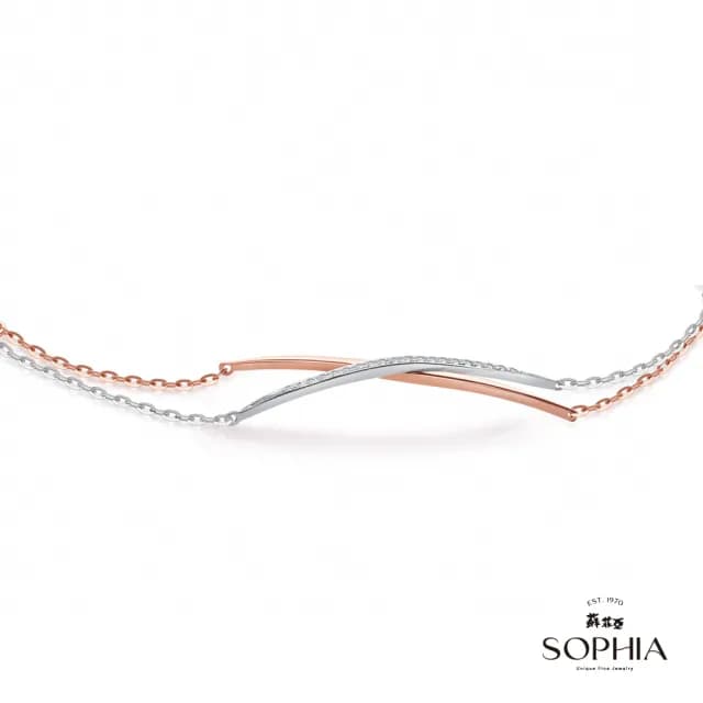 【蘇菲亞珠寶】14K雙色 X造型 鑽石手鍊