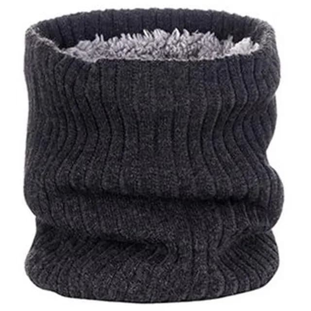 【童話飾界】親子款針織毛線加絨加厚-套頭圍巾兒童圍脖-脖套口罩帽子頭巾(黑色)