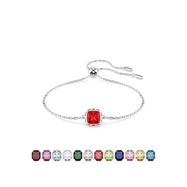 【SWAROVSKI 施華洛世奇】Birthstone 手鏈 方形切割 鍍白金色(12色任選_情人節禮物)