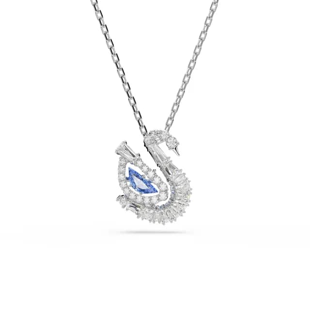【SWAROVSKI 施華洛世奇】Swan 鏈墜 混合式切割 天鵝 藍色/白色/粉紅色(3色任選_情人節禮物)