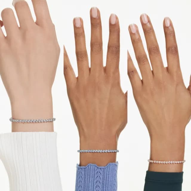 【SWAROVSKI 施華洛世奇】Imber Emily Tennis 手鏈 圓形切割 黑色/藍色 鍍白金色/鍍玫瑰金色(3色任選)