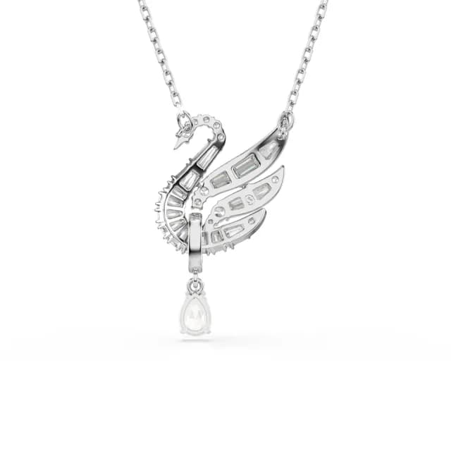 【SWAROVSKI 施華洛世奇】Swan 鏈墜 天鵝 白色 鍍白金色(情人節禮物)