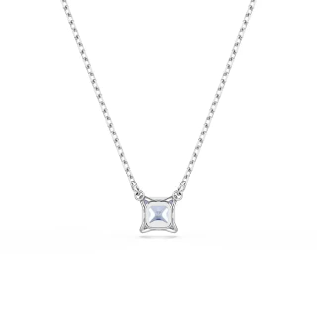 【SWAROVSKI 施華洛世奇】Matrix 鏈墜 方形切割 藍色 鍍白金色(情人節禮物)