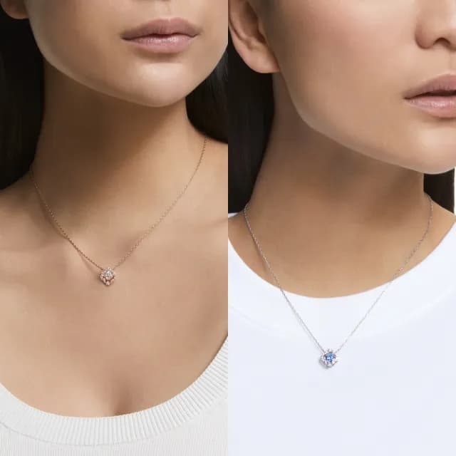 【SWAROVSKI 施華洛世奇】Una 項鏈 幸運草 白色鍍玫瑰金色/藍色鍍白金色(2色任選_情人節禮物)