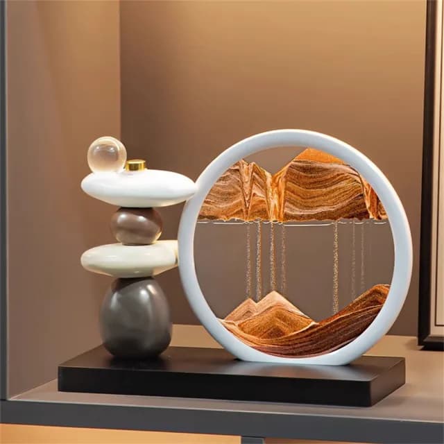 【新川】石來運轉 35*27cm流沙擺件 沙漏 創意3D流沙畵(客廳酒櫃玄關裝飾品 喬遷新居開業禮物)