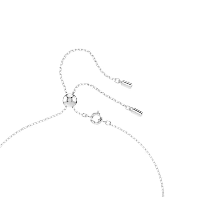 【SWAROVSKI 施華洛世奇】Stilla Attract Y形項鏈 圓形切割 藍色 鍍白金色(情人節禮物)