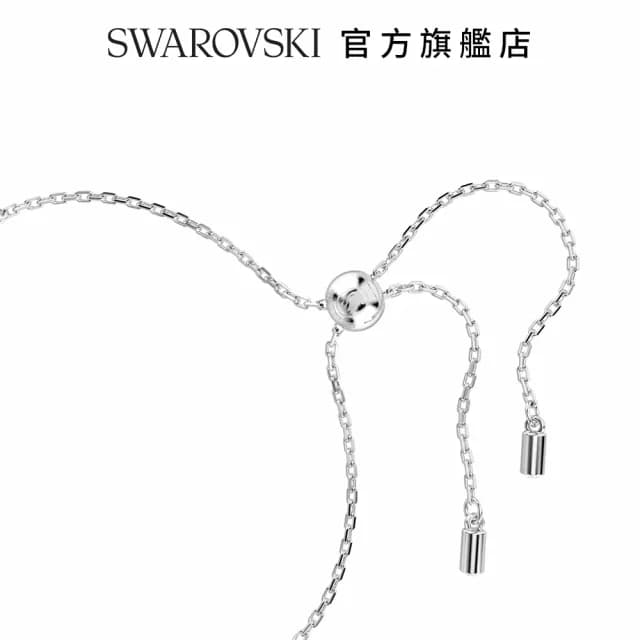 【SWAROVSKI 施華洛世奇】Constella 手鐲水晶珍珠圓形切割 白色 鍍白金色