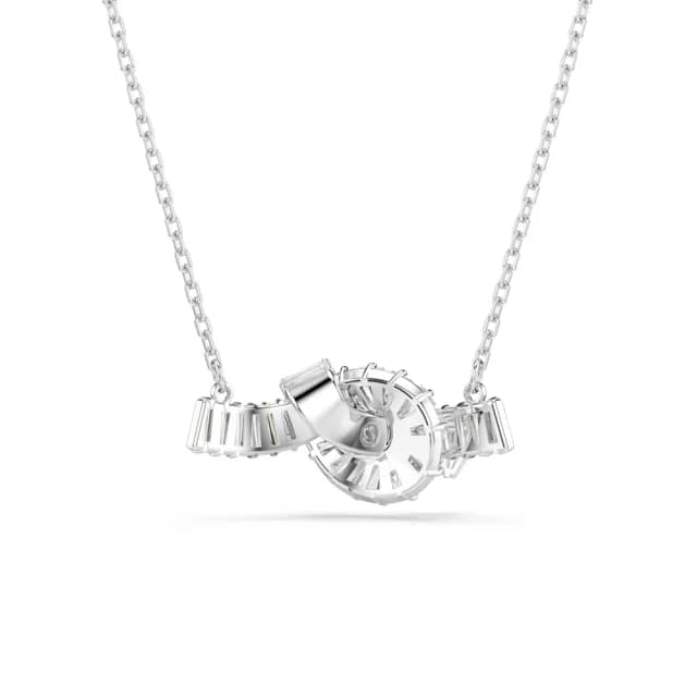 【SWAROVSKI 施華洛世奇】Matrix 鏈墜 長方形切割 繩結 白色 鍍白金色(情人節禮物)