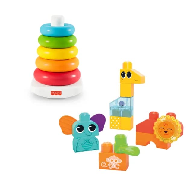 【費雪x美高】環保彩虹套圈+野生動物園(彌月禮/早教啟蒙/幼兒玩具)