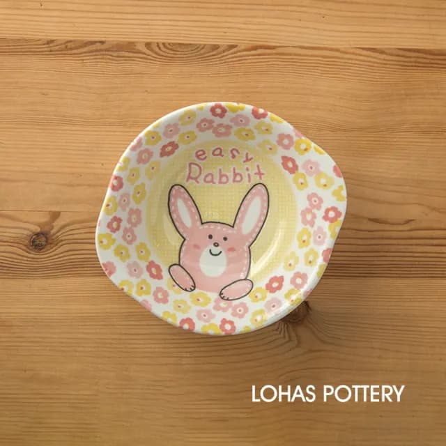 【LohasPottery 陸寶】日本製 美濃燒 動物卡通釉下彩壓紋餐具｜6.9 吋橢圓雙耳缽 五入組(附湯盤 料理盤)