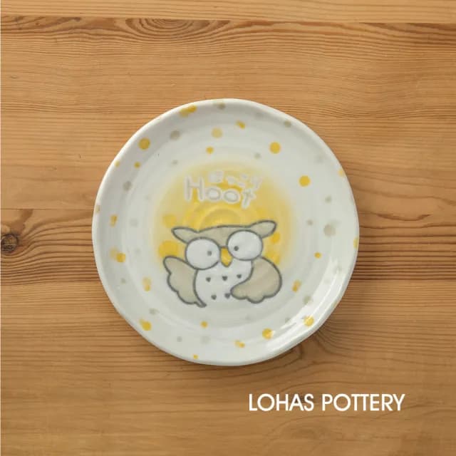 【LohasPottery 陸寶】日本製 美濃燒 動物卡通釉下彩壓紋餐具｜6.5 吋平盤 五入組(甜點盤 點心盤)