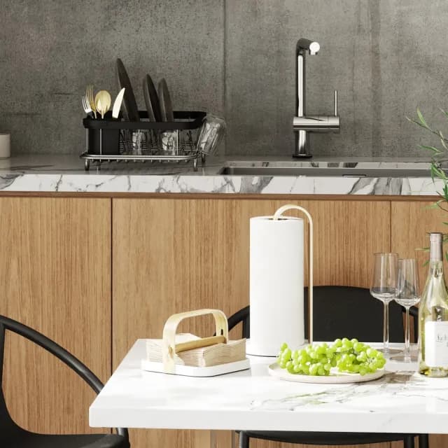 【UMBRA】Sinkin伸縮餐具碗盤瀝水架 墨黑36.5cm / 碗盤收納架 流理臺架