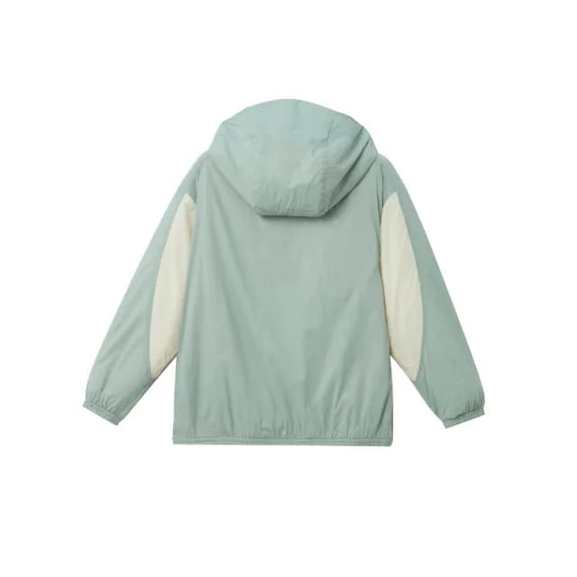 【GIORDANO 佐丹奴】童裝輕量內刷毛連帽外套(81 陰影綠X奶白)