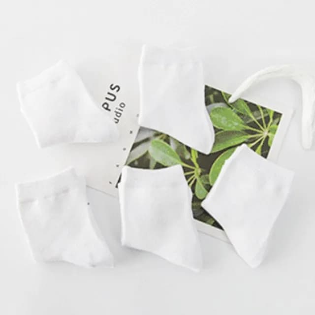 【橘魔法】（5雙一組） 白色襪子 超薄純白學生襪 透氣短襪(學生襪 短襪 素色 襪子 男童 女童 兒童 童裝)