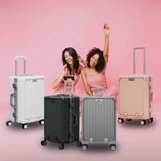 【Arlink】登機箱20吋 前開式行李箱｜鋁框行李箱｜五大功能附杯架手機架(廉航登機箱/前開登機箱/登機箱)