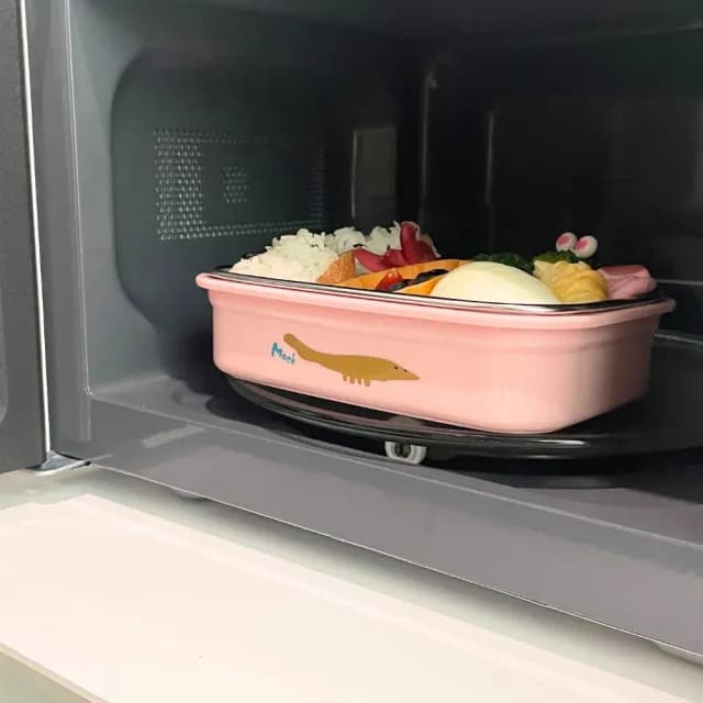 【Moek】雙層抗菌可微波不鏽鋼餐盒三件組(便當盒 學習餐具 兒童餐具)