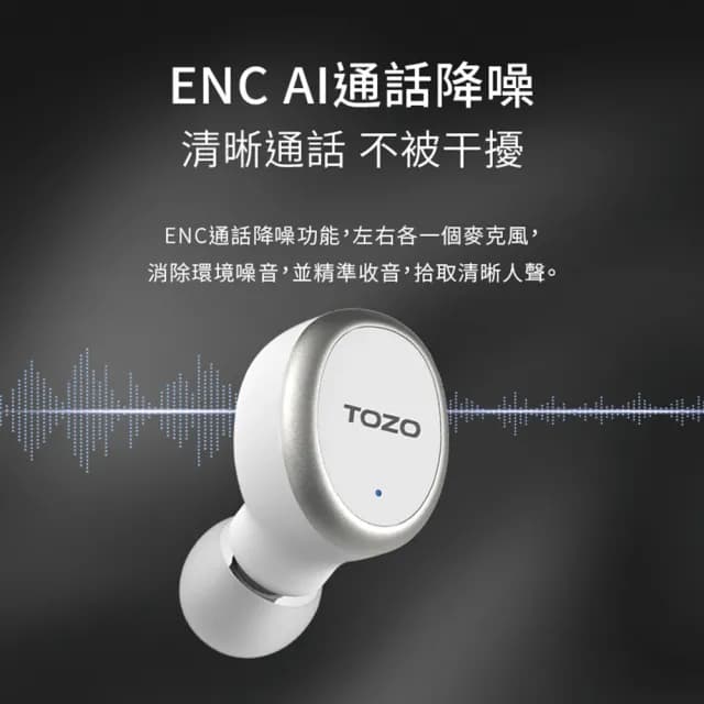 【TOZO】T10S降噪運動AI輔助真無線藍芽耳機(chatGPT/智慧錄音/ENC通話降噪/無線充電/原廠公司貨/藍牙耳機)