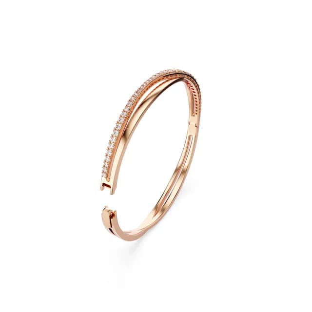 【SWAROVSKI 施華洛世奇】Twist 手鏈 白色 鍍玫瑰金色(情人節禮物)