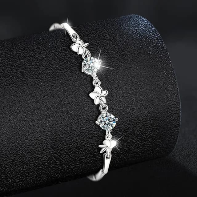 【MoonDy】雙11 女生手鍊 飾品 純銀手鍊 莫桑石手鍊 小花手鍊 抗過敏手鍊 五葉草手鍊