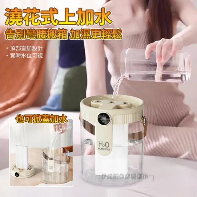 【伊德萊斯】智能三噴加濕器 1500ML 數顯濕度 納米霧化水氧機 空氣清淨機(靜音加濕機 噴霧器)