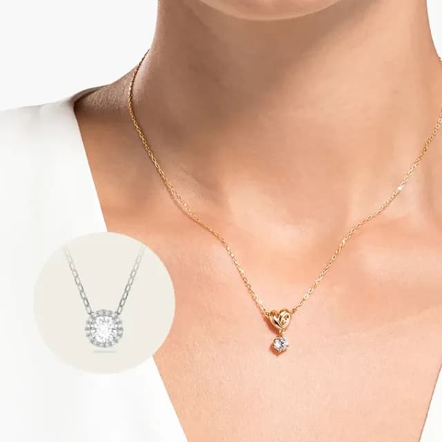 【SWAROVSKI 施華洛世奇】Lifelong Heart/Una Angelic 鏈墜/耳環 心形/圓形 鍍玫瑰金色/鍍白金色(4款任選)