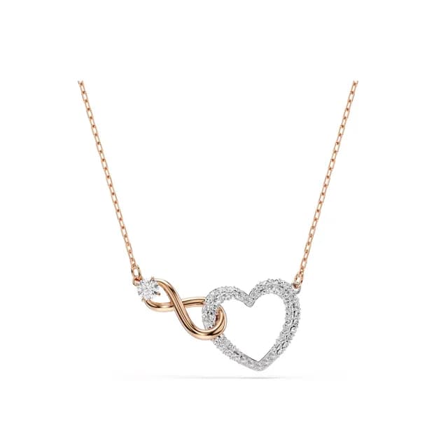 【SWAROVSKI 施華洛世奇】Hyperbola 項鏈 無限符號和心形 白色 多種金屬潤飾
