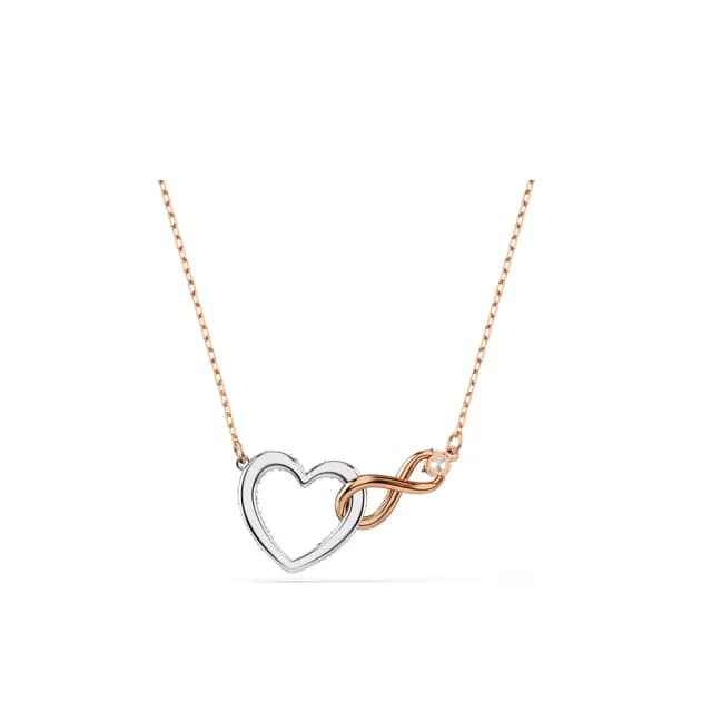 【SWAROVSKI 施華洛世奇】Hyperbola 項鏈 無限符號和心形 白色 多種金屬潤飾