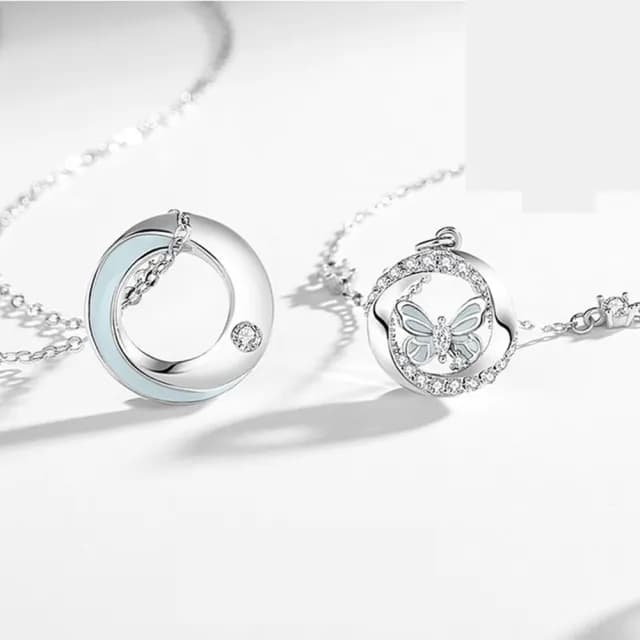 【巴黎精品】現貨+預購 頂級925純銀項鍊女項鍊項鏈鎖骨鍊情人節禮物情侶對鍊(蝴蝶莫比男女飾品a1li85)