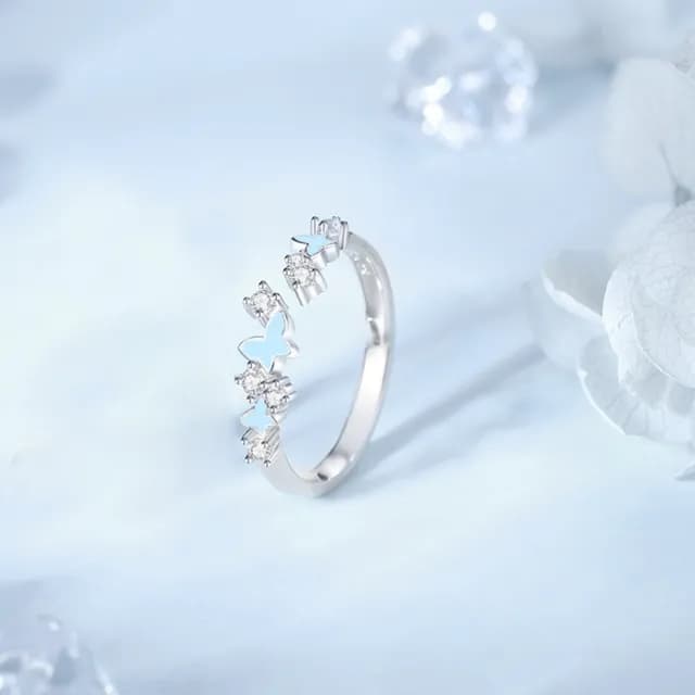 【巴黎精品】現貨+預購 頂級925純銀戒指婚戒女鑽戒開口戒情侶對戒尾戒情人節禮物(夜光蝴蝶男女飾品a1li69)