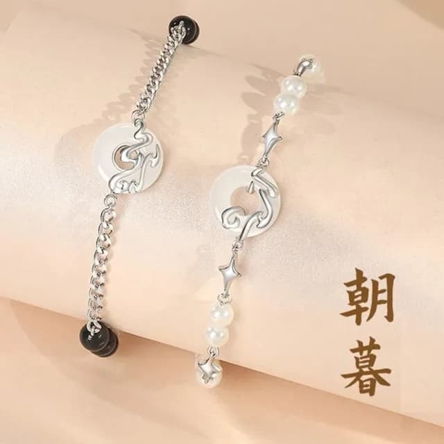 【巴黎精品】現貨+預購 頂級925純銀手鍊情侶手鏈女首飾情人節禮物(新款朝暮情侶手鍊男女飾品a1li62)