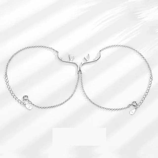 【巴黎精品】現貨+預購 頂級925純銀手鍊情侶手鏈女首飾情人節禮物(森系一鹿有你情侶手鍊男女飾品a1li56)