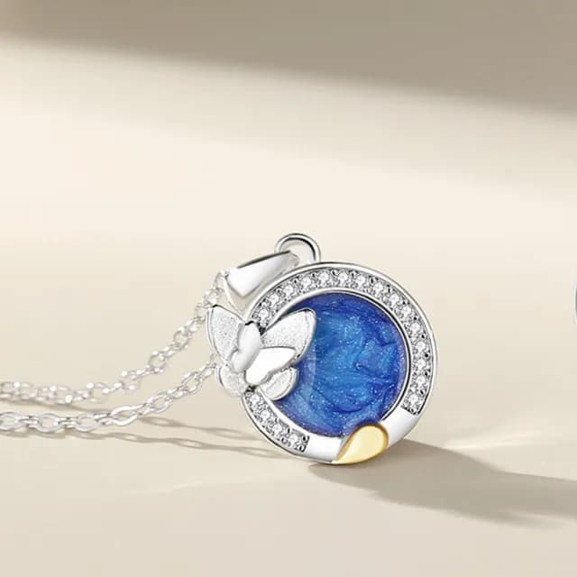 【巴黎精品】現貨+預購 頂級925純銀項鍊女項鍊項鏈鎖骨鍊情人節禮物情侶對鍊(雲夢蝶鯨男女飾品a1li41)