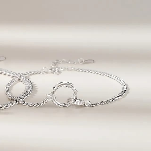 【巴黎精品】現貨+預購 頂級925純銀手鍊情侶手鏈女首飾情人節禮物(荊棘莫比烏斯情侶手鍊男女飾品a1li21)
