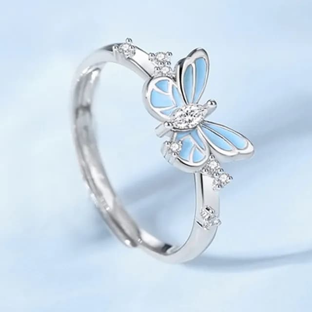 【巴黎精品】現貨+預購 頂級925純銀戒指婚戒女鑽戒開口戒情侶對戒尾戒情人節禮物(夜光蝴蝶男女飾品a1li16)