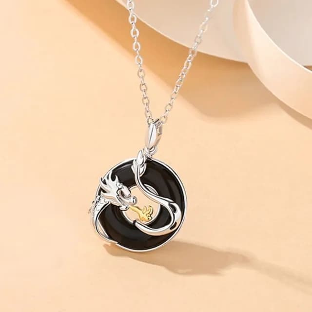 【巴黎精品】現貨+預購 頂級925純銀項鍊女項鍊項鏈鎖骨鍊情人節禮物情侶對鍊(龍鳳平安扣男女飾品a1li7)