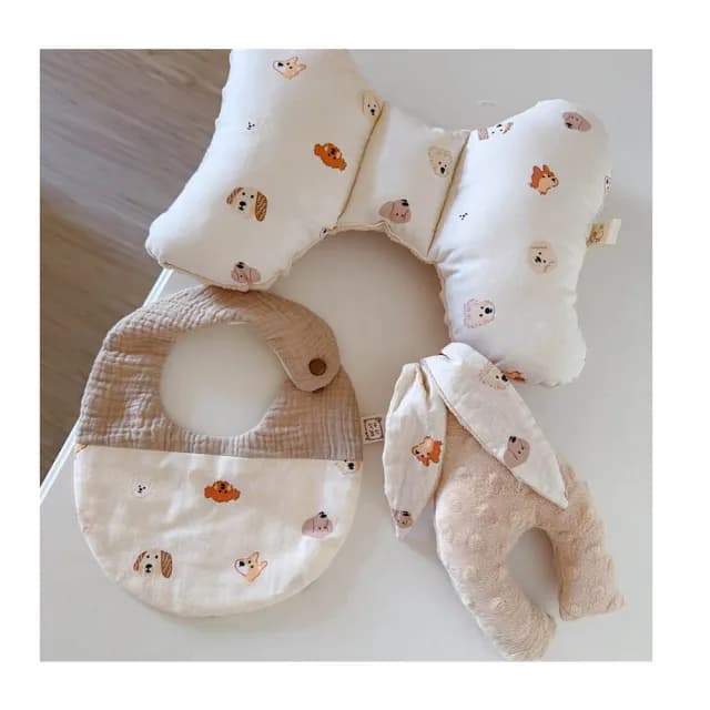 【Lianne baby】台灣手作汪星探險蝴蝶枕圍兜樂豆兔(滿月禮 收涎禮物 週歲禮 彌月禮盒)