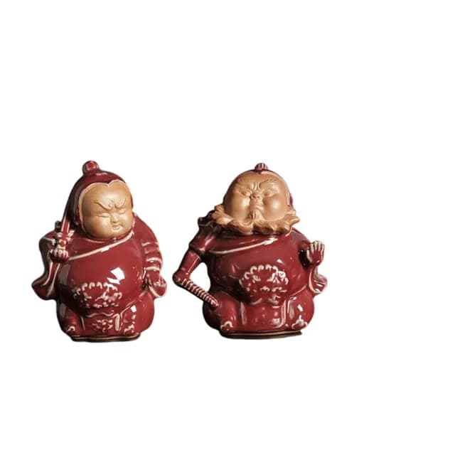 【新川】鈞瓷門神茶寵 福祿壽主題(非遺鈞瓷茶寵 開運門神造型 新春文創禮品 吉祥茶席擺件)