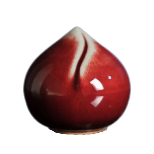 【新川】鈞瓷小福桃茶寵(窯變紅色 文創茶席擺件 非遺鈞瓷茶寵 福桃造型 開運茶桌小品)