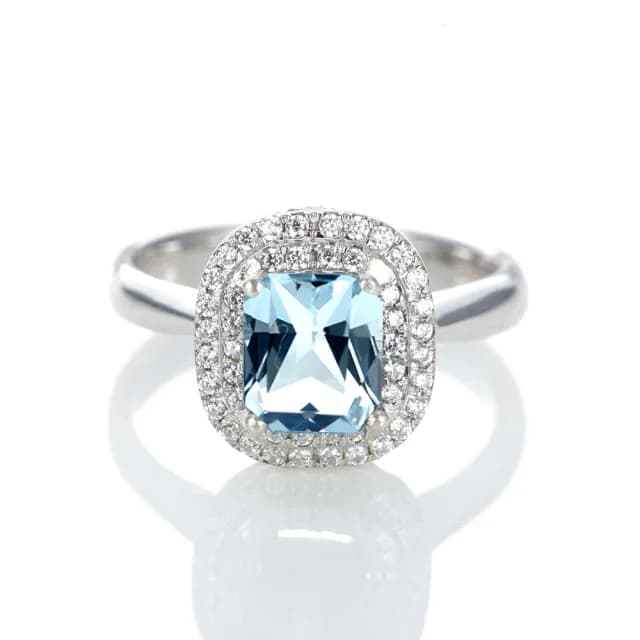 【DOLLY】1.50克拉 無燒海水藍寶鑽石戒指-003(母親節 交換禮物 長輩送禮首選)