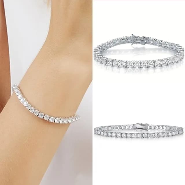 【LEEHER】雙11 莫桑鑽手鍊/純銀手鍊/鑲鑽手鍊/滿鑽手鍊/純銀手鍊/排鑽手鍊/手鍊/高級感