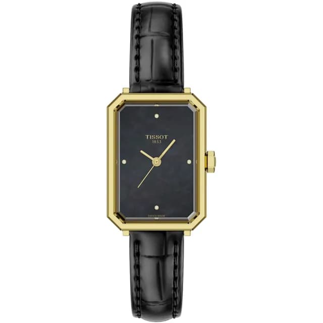 【TISSOT 天梭】SRV系列 復古經典方形珍珠貝石英錶-30mm/金(T1601103612600)